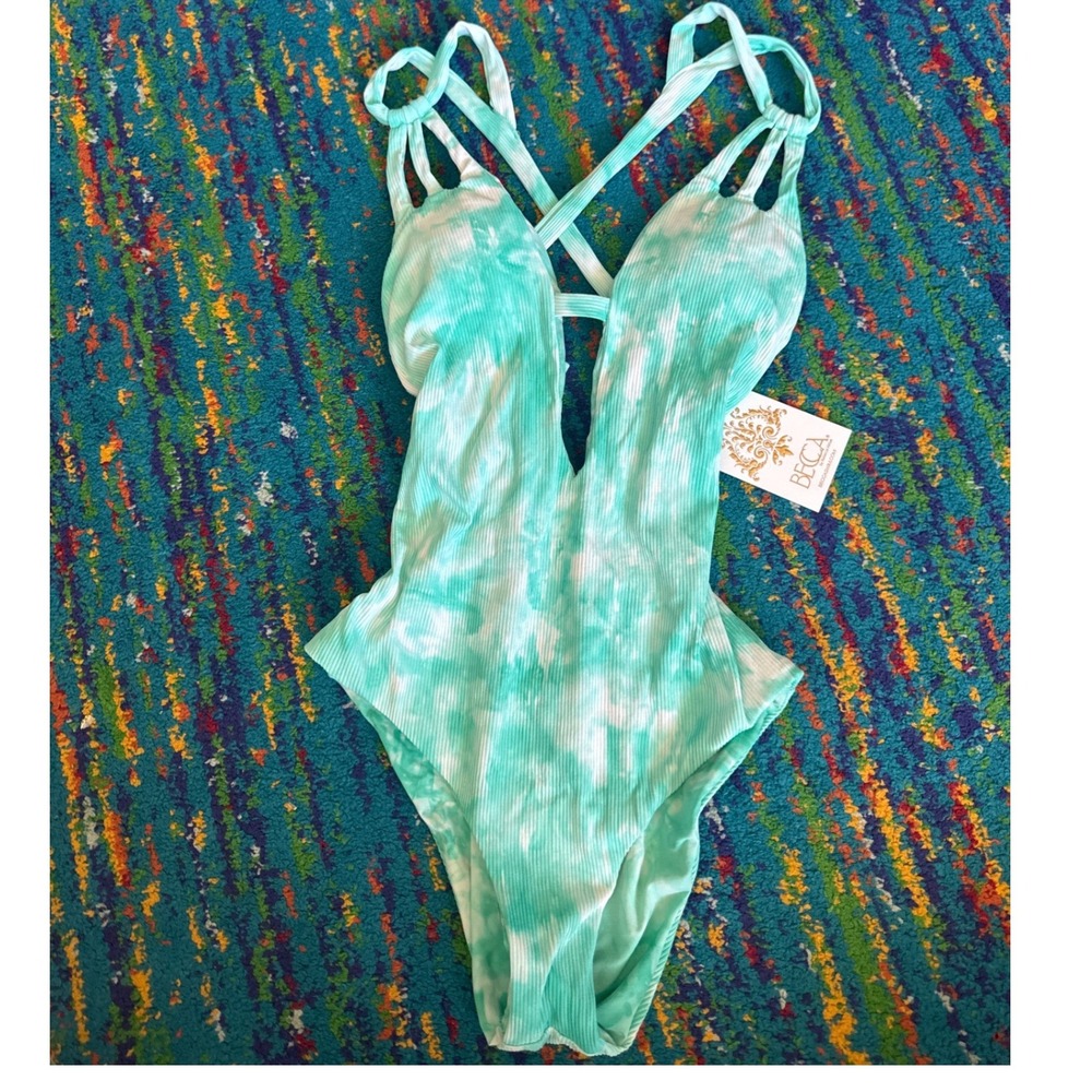 NWT Becca by Rebecca Virtue Salsa Ribbed Tie Dye One Piece SZ Small